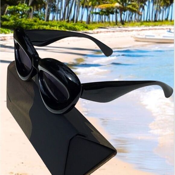 SUNGLASSES WOMEN FASHION BOLD BALLOON FRAME OVERSIZE CAT EYES. - Picture 3 of 3